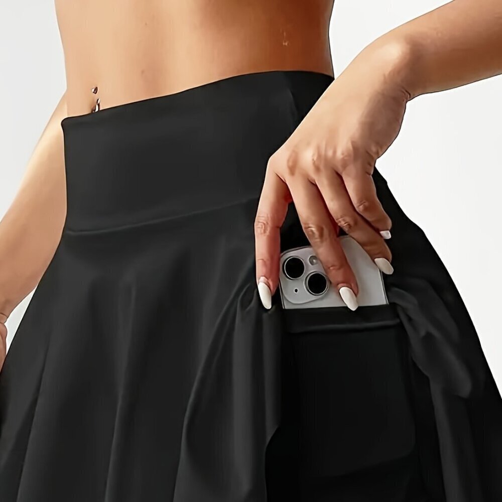 Travel Passions - Black Athletic Skort with Pocket - Picture 3 of 4